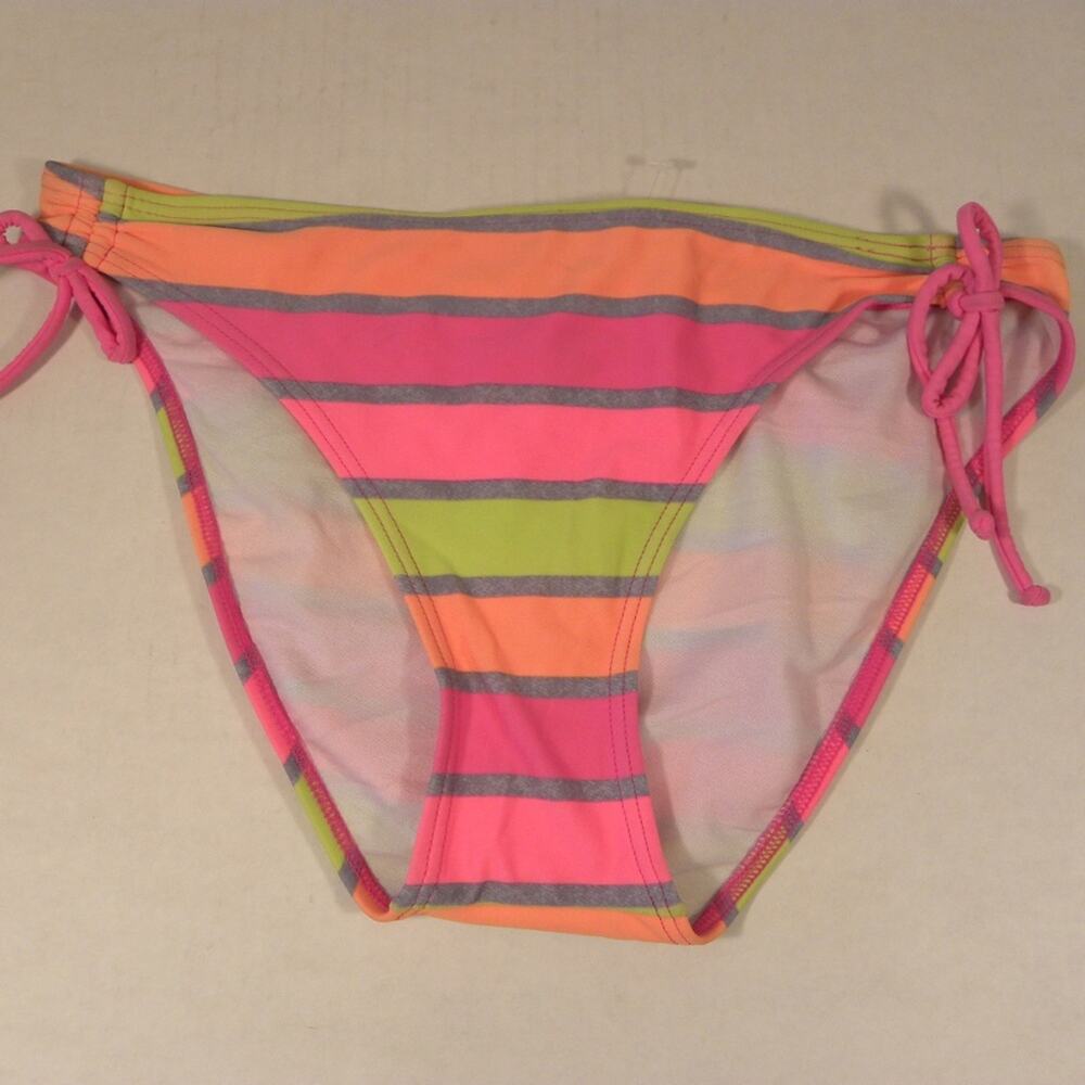 Aqua Diva Pink Bikini Bottom Women size Large Swimsuit Striped Colorful NwoT